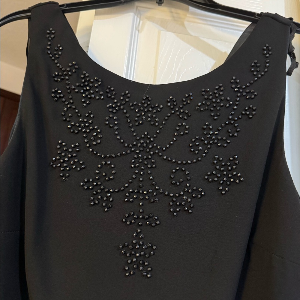 SL Fashions VTG Bead Accent Cowl Neck Black Cocktail Party Dress Size 16